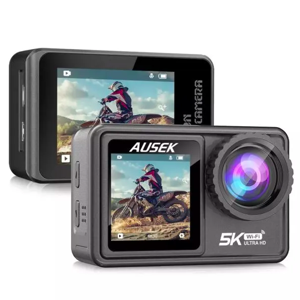 Ausek AT-S81TR Waterproof Dual Display 5K Action Camera With Filter